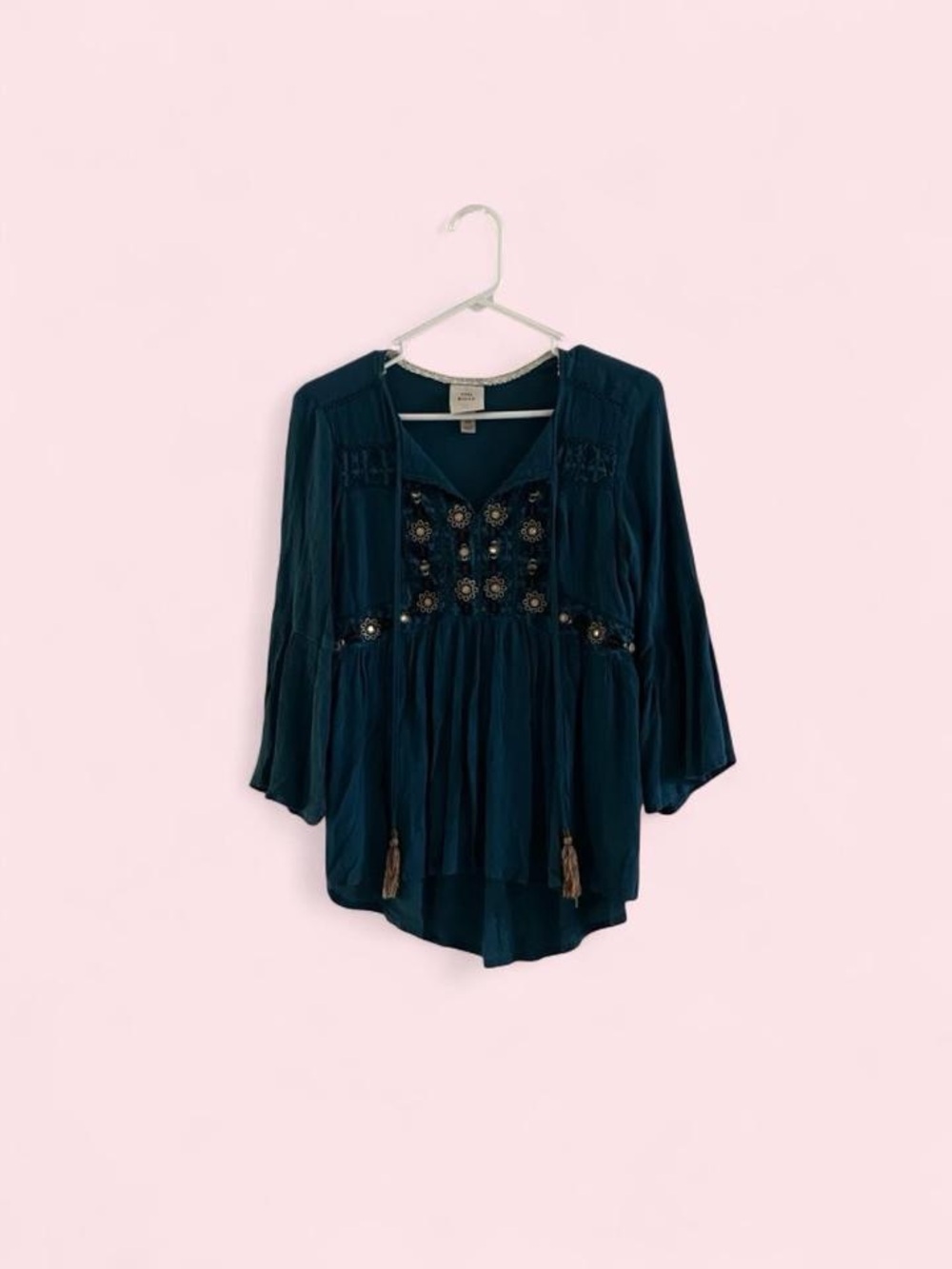 Knox Rose Teal Embroidered Boho Tunic